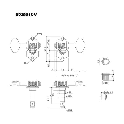 SXB510V stämskruvar med M6-knappar guld