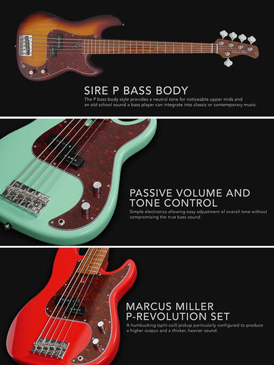 P5 A5L/TS P Series Marcus Miller vänsterhänt 5-strängad tobacco sunburst
