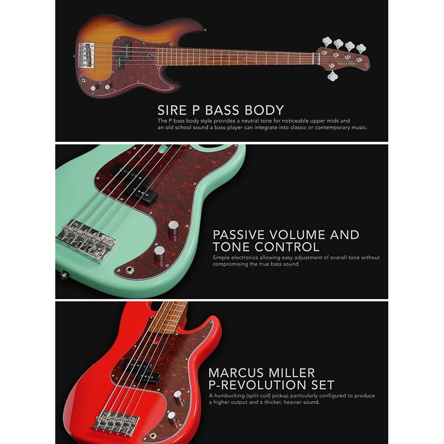 Sire P5 A5L/TS P Series Marcus Miller Tobacco Sunburst vänsterhänt – bild 6