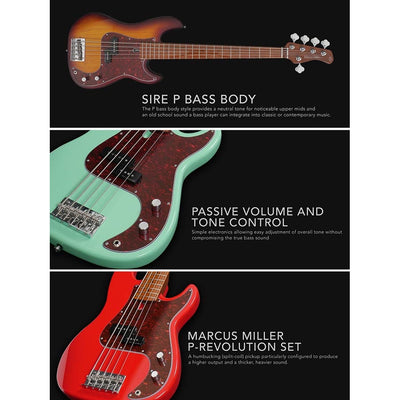 Sire P5 A5L/TS P Series Marcus Miller Tobacco Sunburst vänsterhänt – bild 6