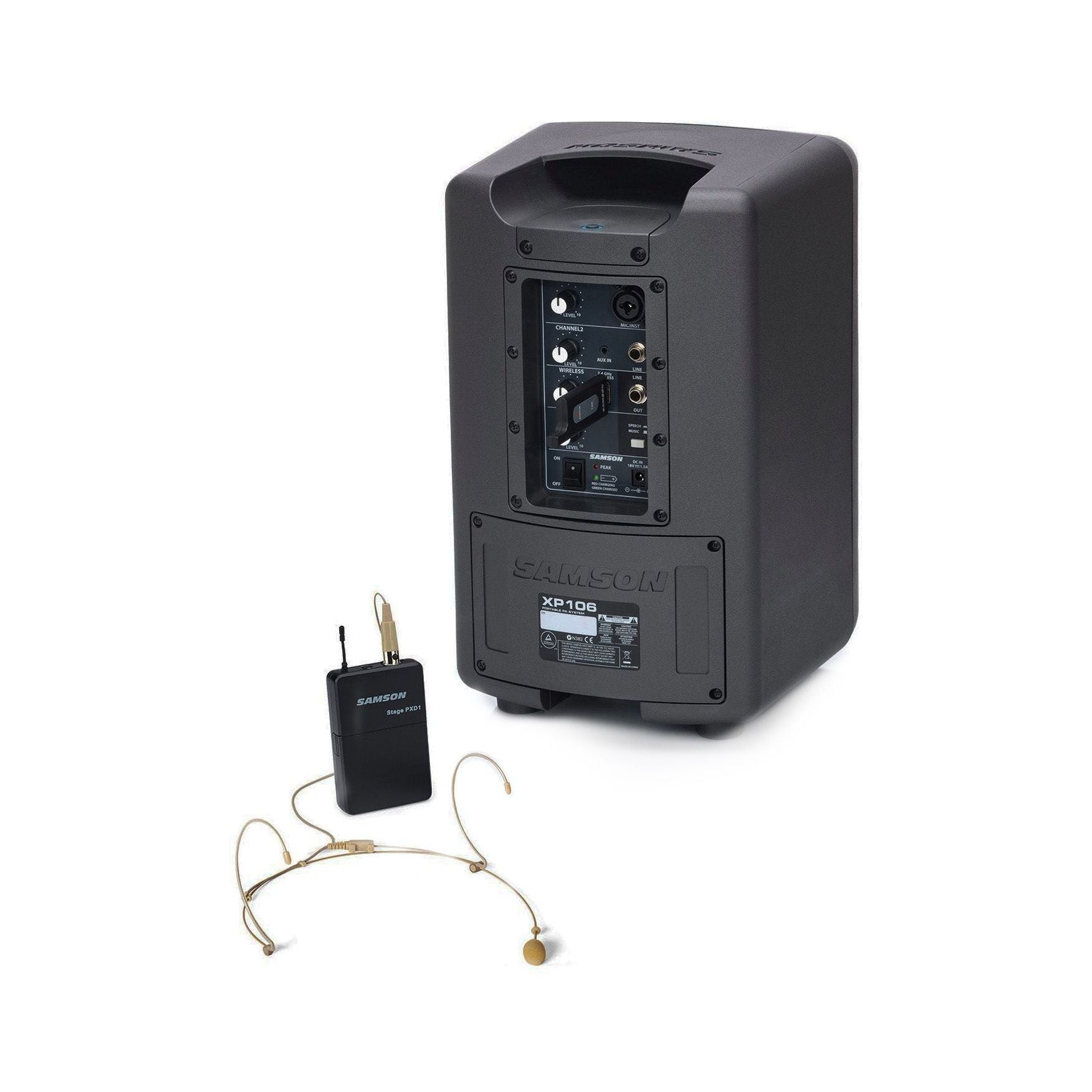 Samson - XP106wDE Bärbar högtalare med headset - Musik Utan Gränser 