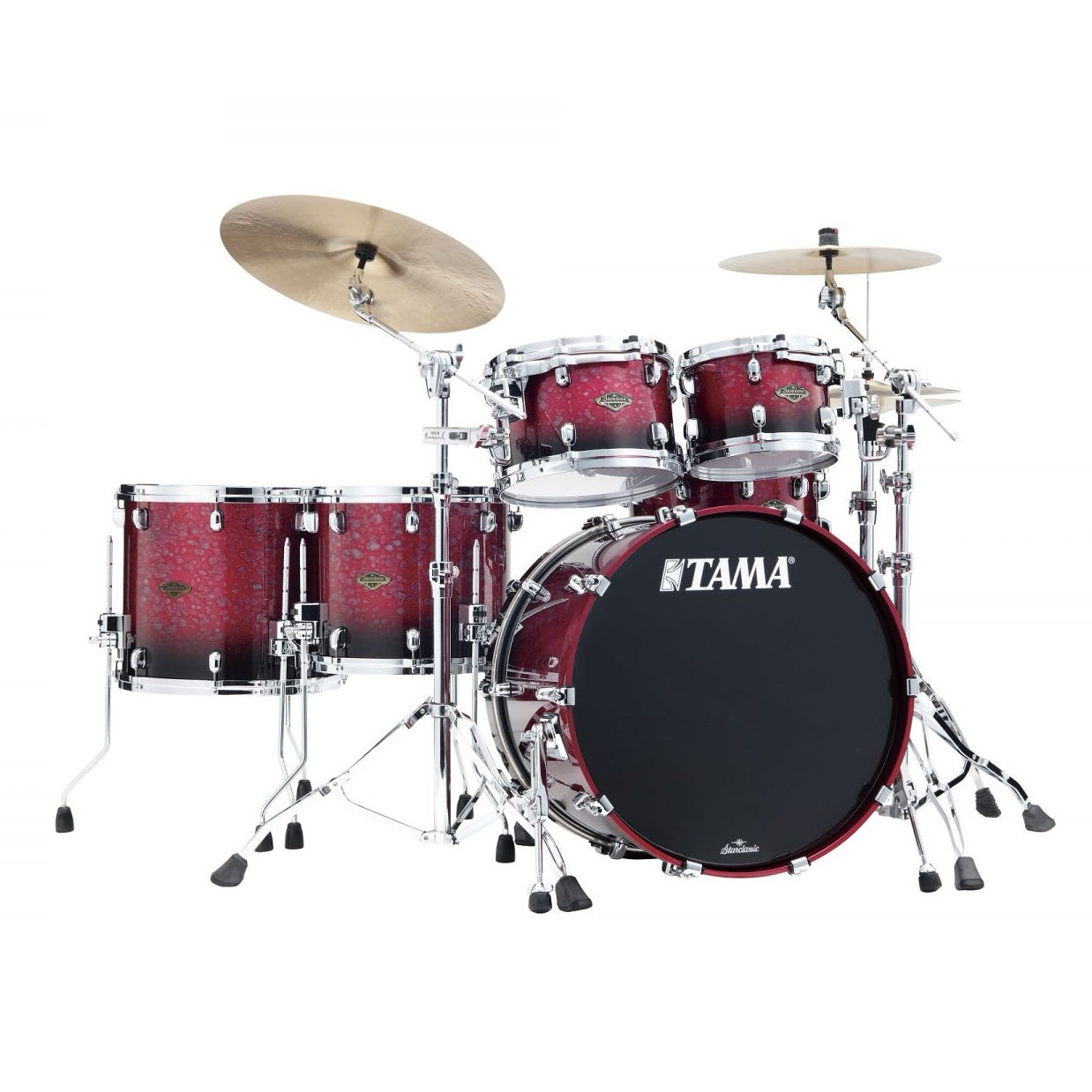 WBS52RZS-MDR Starclassic Walnut/Birch 5-shellkit lackerade i Molten Dark Raspberry Fade