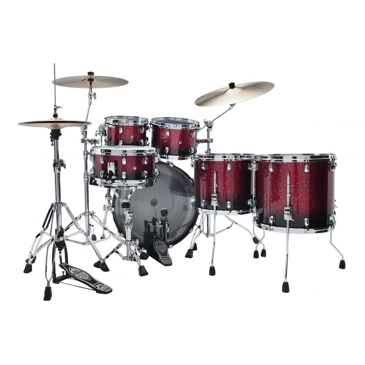 WBS52RZS-MDR Starclassic Walnut/Birch 5-shellkit lackerade i Molten Dark Raspberry Fade