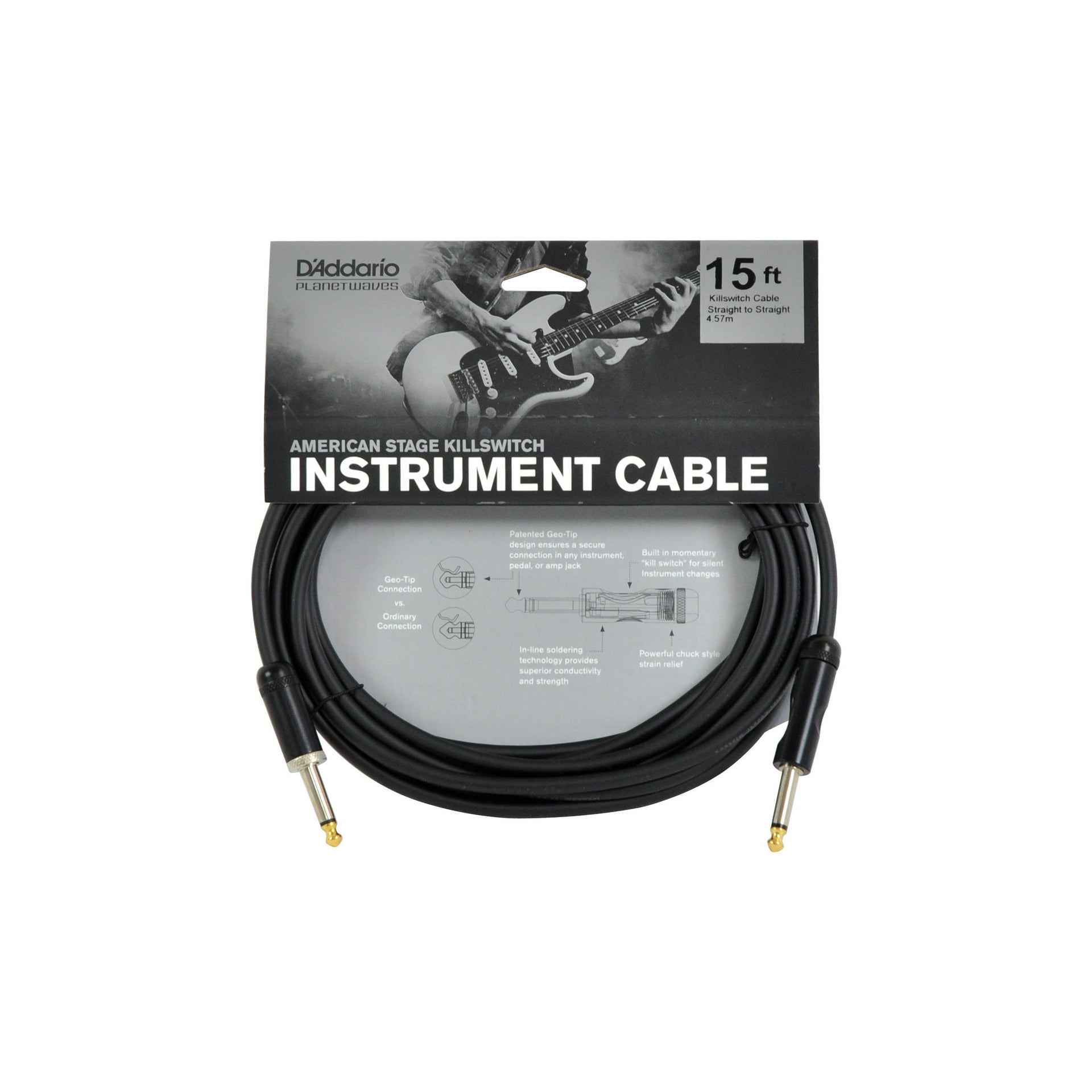 D'Addario - PW-AMSK-15 Instrumentkabel 4,5m. med kill switch - Musik Utan Gränser 