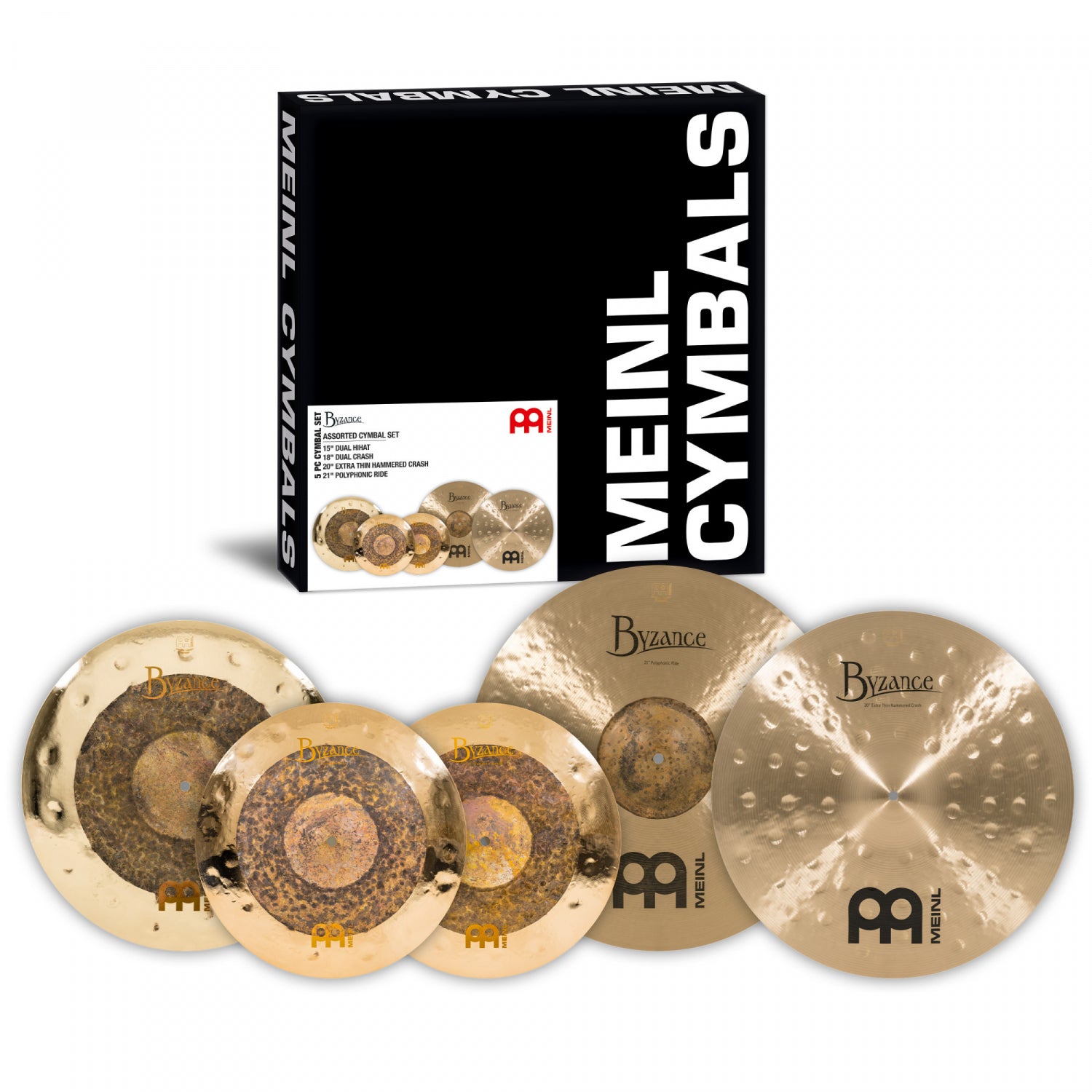 Meinl - B15182021 Byzance Assorted Cymbal Set, 15H/18C/20C/21R - Musik Utan Gränser 