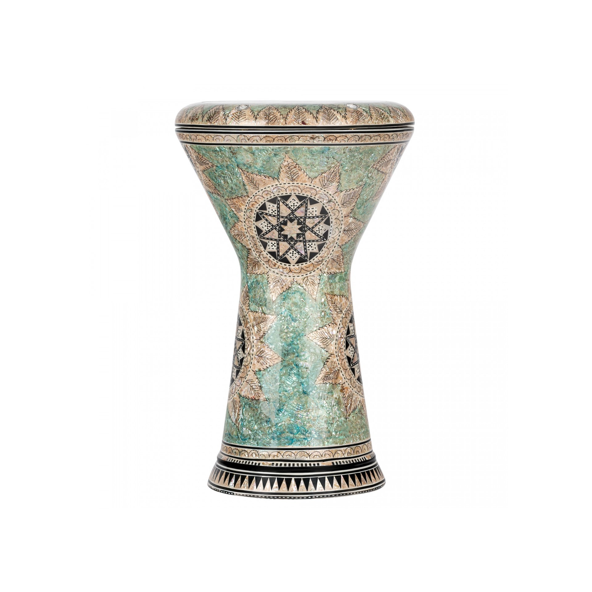 AEED4 8 3/4" Artisan Doumbek White Burl Mosaic Palacel