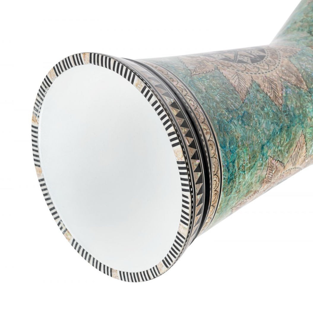 AEED4 8 3/4" Artisan Doumbek White Burl Mosaic Palacel