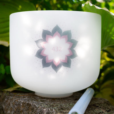 CSB432LF Lotus Flower Crystal Singing Bowl 9" Note A4 Brow