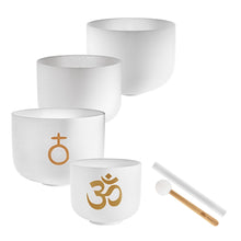 Load image into Gallery viewer, CSBSETOM4 Om Crystal Singing Bowl Set 4 pcs
