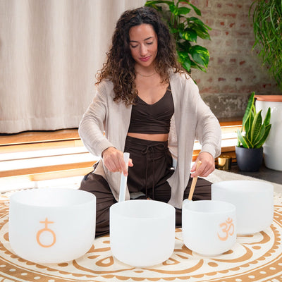 CSBSETOM4 Om Crystal Singing Bowl Set 4 pcs