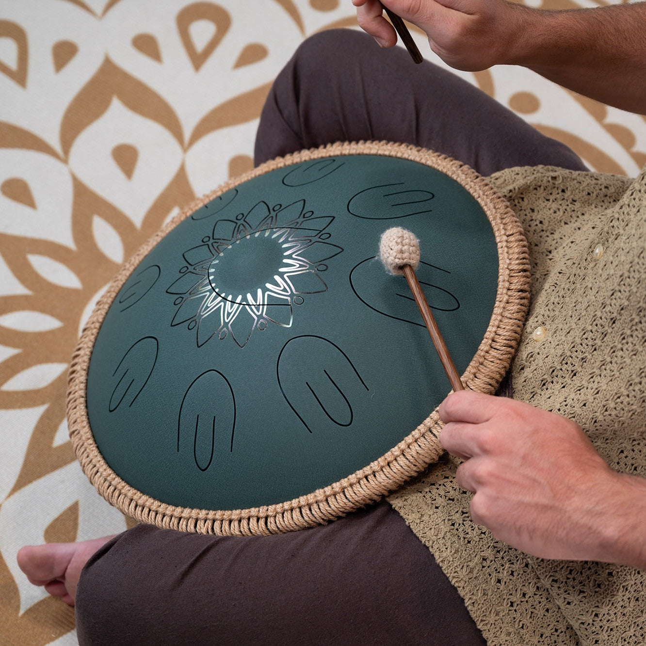 OSTD3DGE Octave Steel Tongue Drum F Major Dark Green