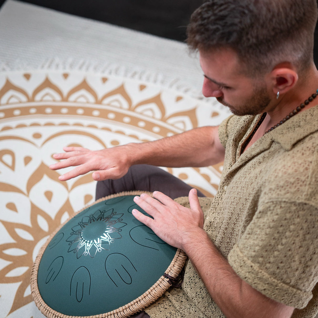 OSTD3DGE Octave Steel Tongue Drum F Major Dark Green