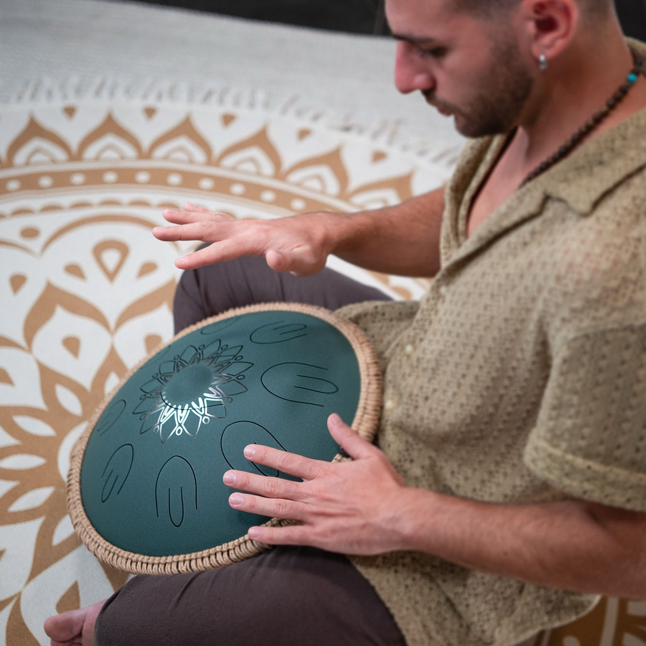 OSTD4DGE Octave Steel Tongue Drum F Major Dark Green
