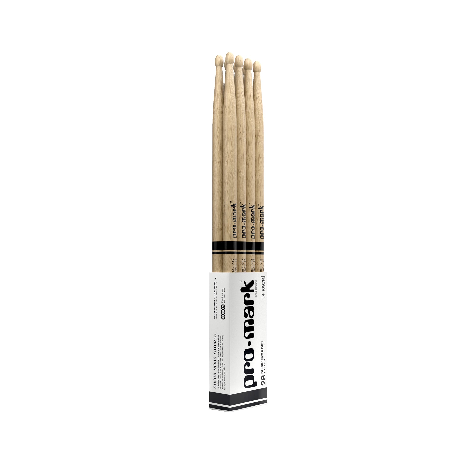ProMark - PW2BW-4P Classic Attack 2B Oval tip 4-pack - Musik Utan Gränser 