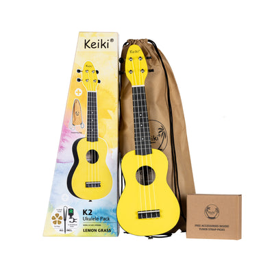 Ortega - K2-FYD Lemon Green ukulele paket - Musik Utan Gränser 