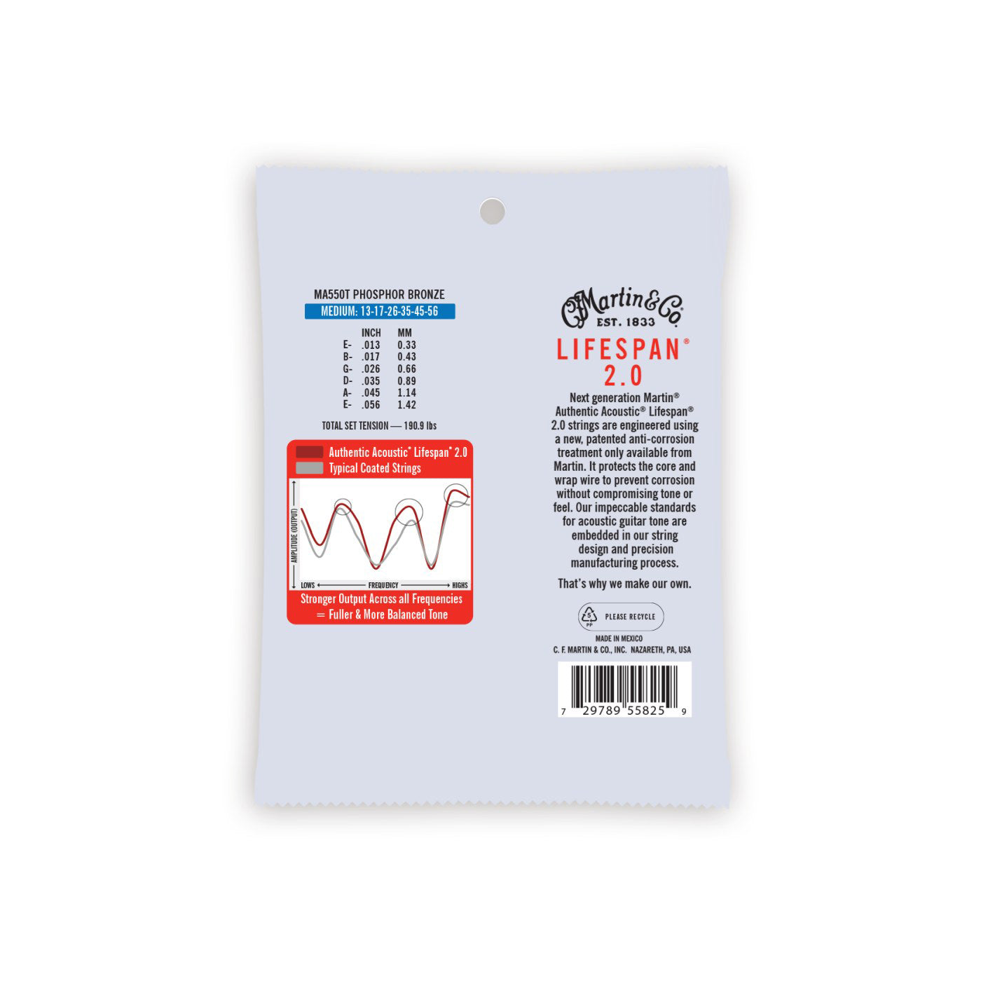 MA550T Acoustic Lifespan 2.0 Guitar Strings 92/8 Phosphor Bronze Medium