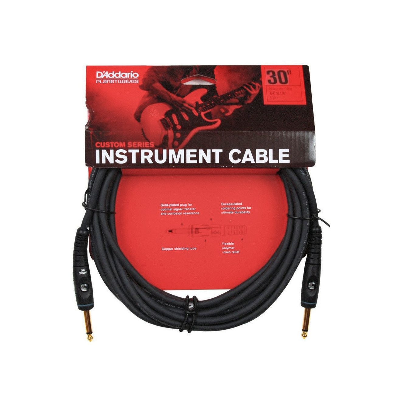 D'Addario - Custom Series Cables PW-G-30 Instrumentkabel 9 m - Musik Utan Gränser 
