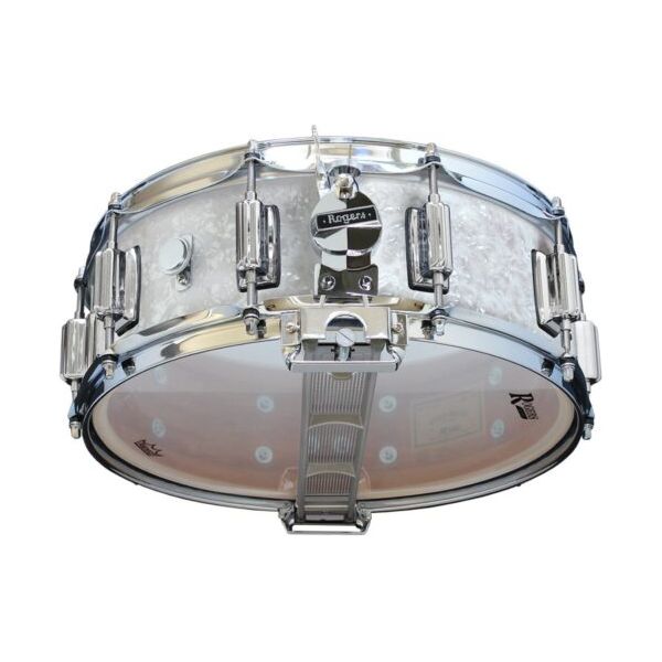 Rogers - DynaSonic 14×5 Wood Shell Snare | Beavertail Lug – White Marine Pearl - Musik Utan Gränser 