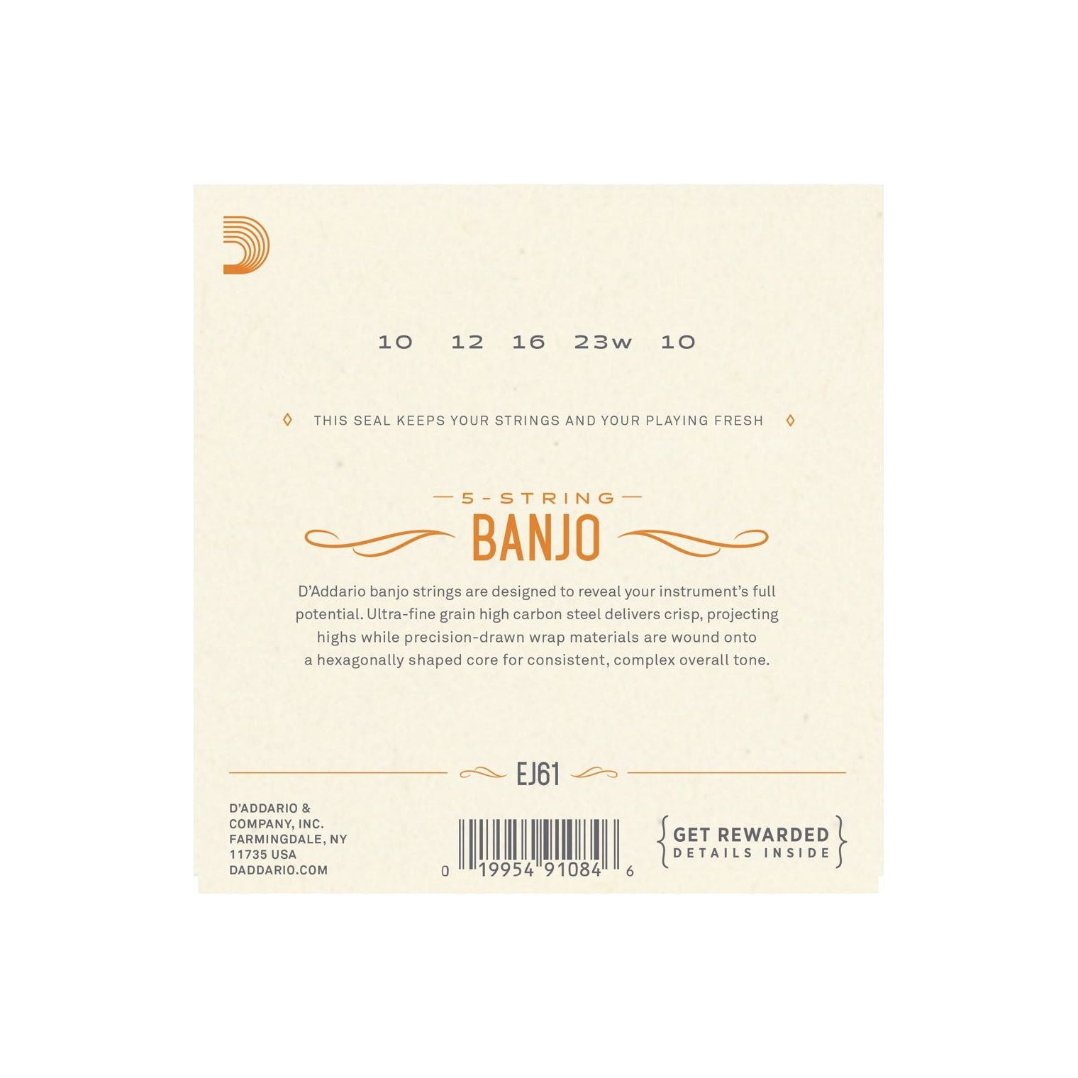 D'Addario - EJ61 banjosträngar 5-strängad - Musik Utan Gränser 