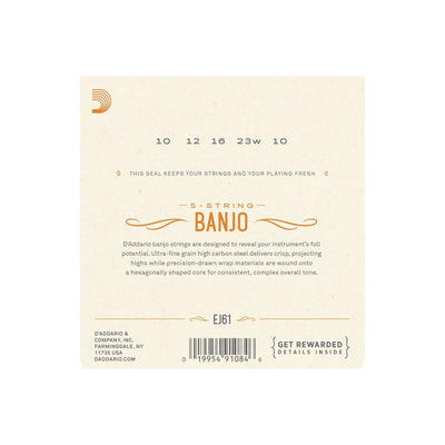 D'Addario - EJ61 banjosträngar 5-strängad - Musik Utan Gränser 