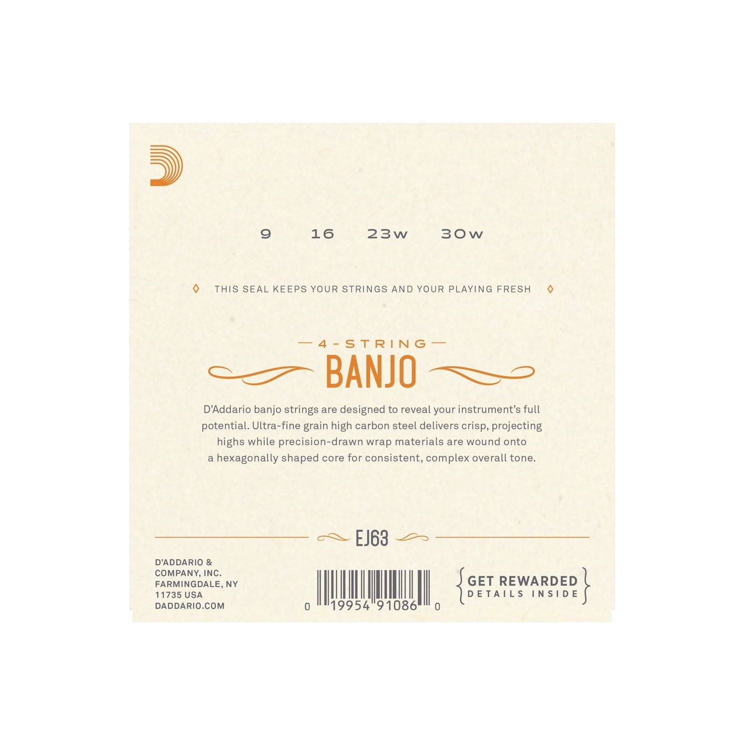 D'Addario - EJ63 banjosträngar tenor - Musik Utan Gränser 