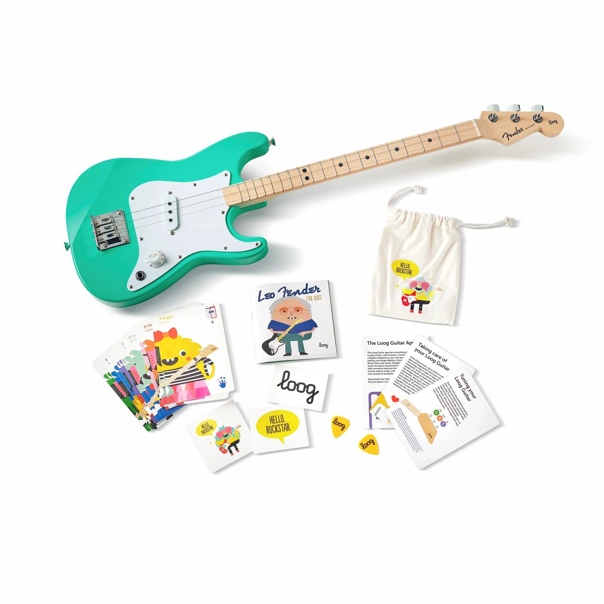 Fender x Loog Stratocaster Electric Seafoam Green