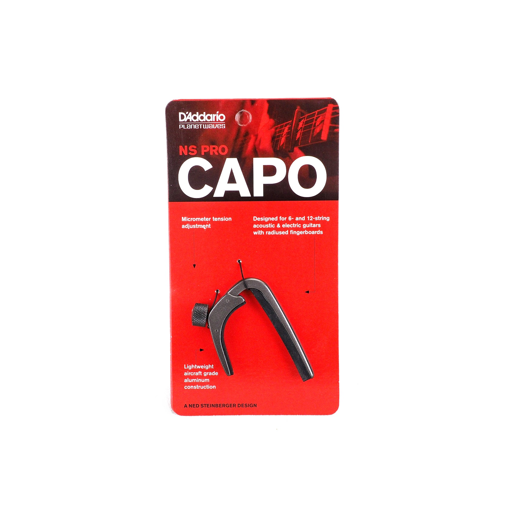 D'Addario - PW-CP-02 NS Capo Pro Black 6/12-strängad - Musik Utan Gränser 