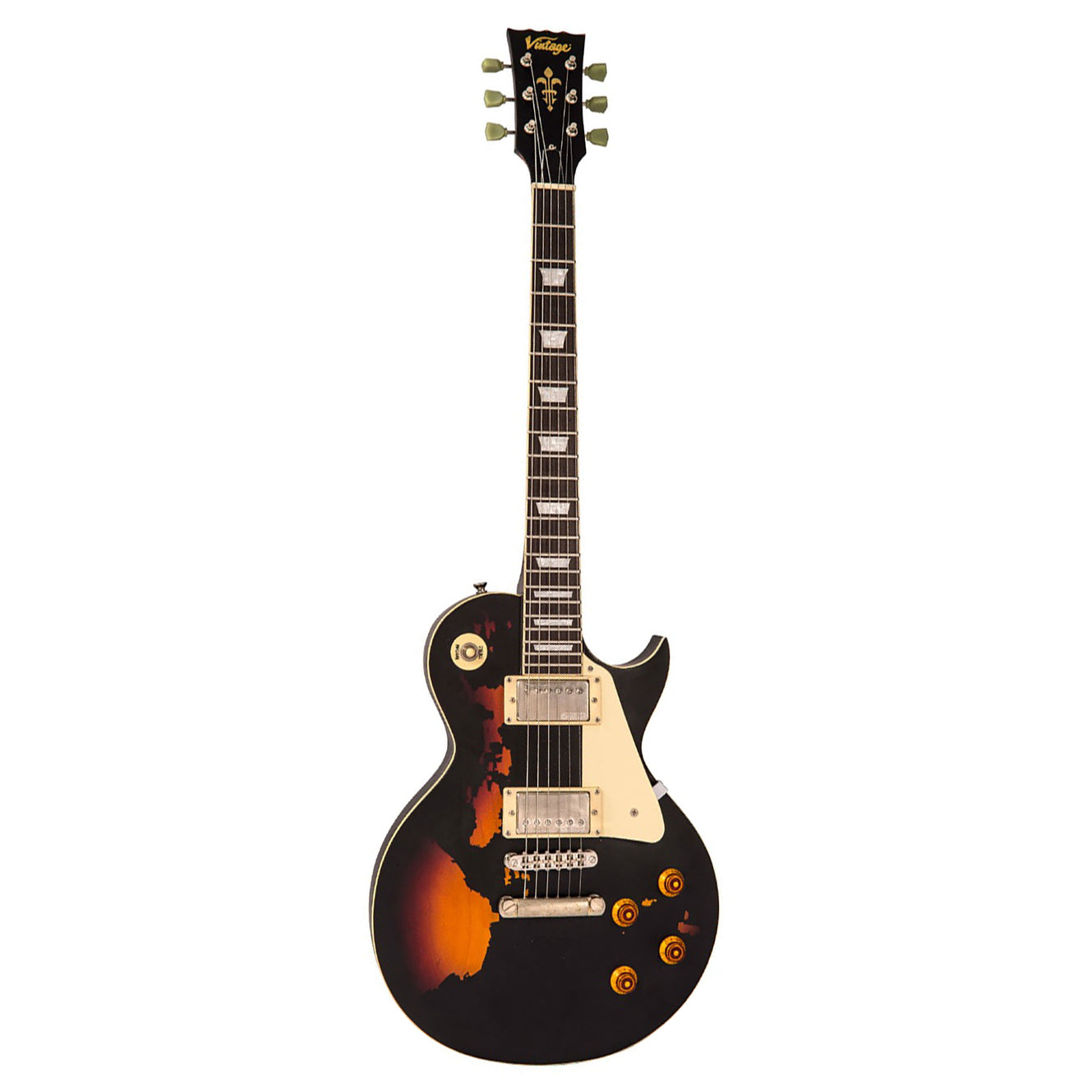 Vintage - V100 Icon Distressed Black Over Sunburst - Musik Utan Gränser 