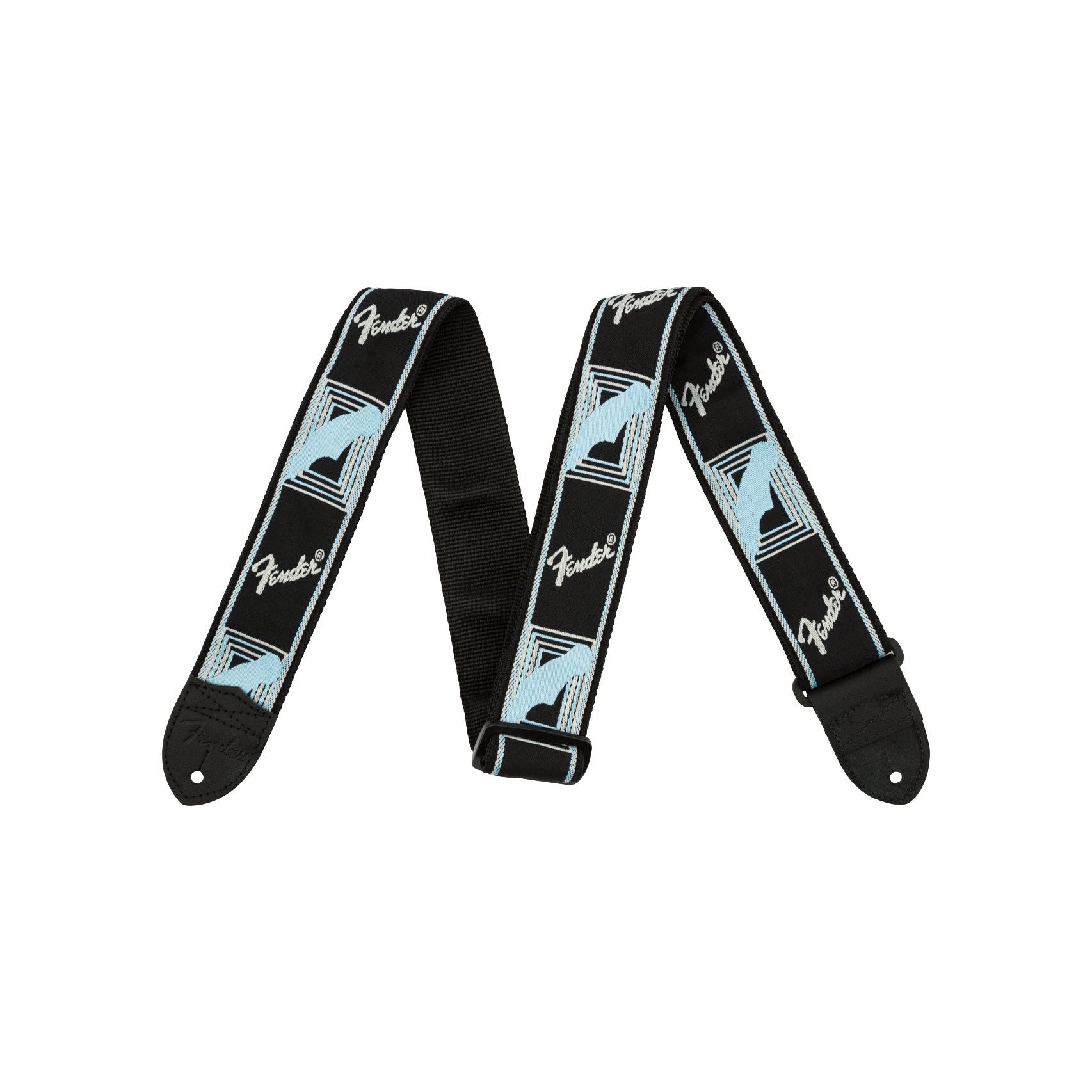 Monogrammed Strap Black/Light Grey/Blue 2"