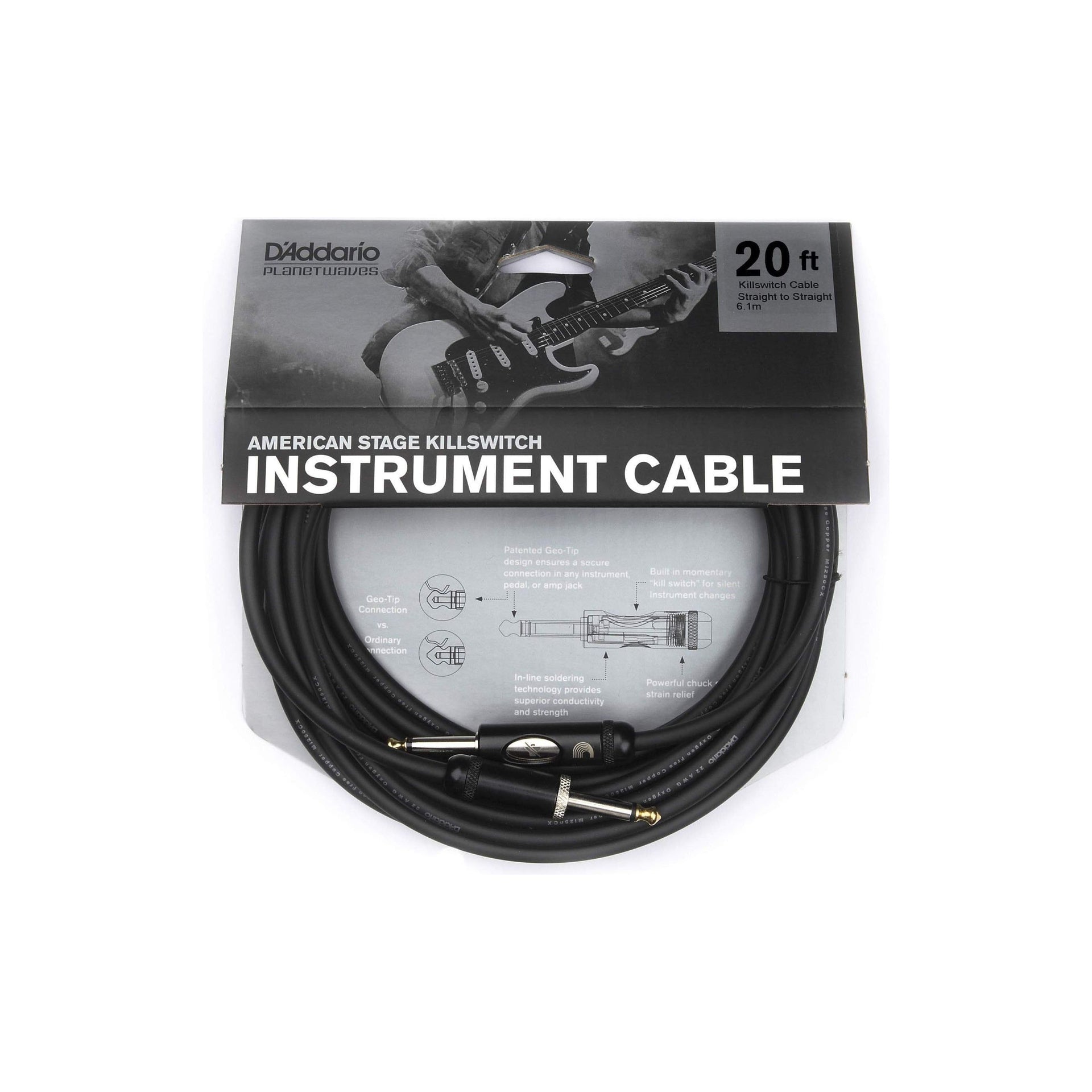 D'Addario - PW-AMSK-20 Instrumentkabel 6m. med kill switch - Musik Utan Gränser 