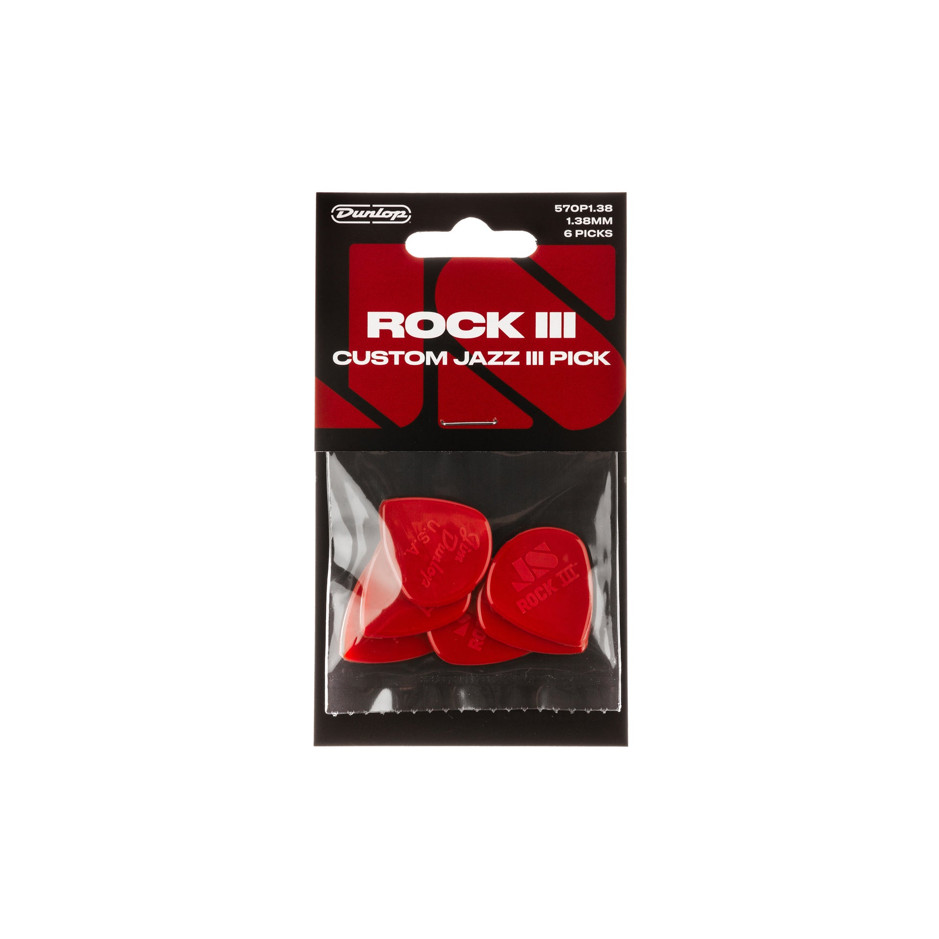 Dunlop - 570P1.38 RockIII Nylon Cust. JazzIII -6/PLYPK - Musik Utan Gränser 