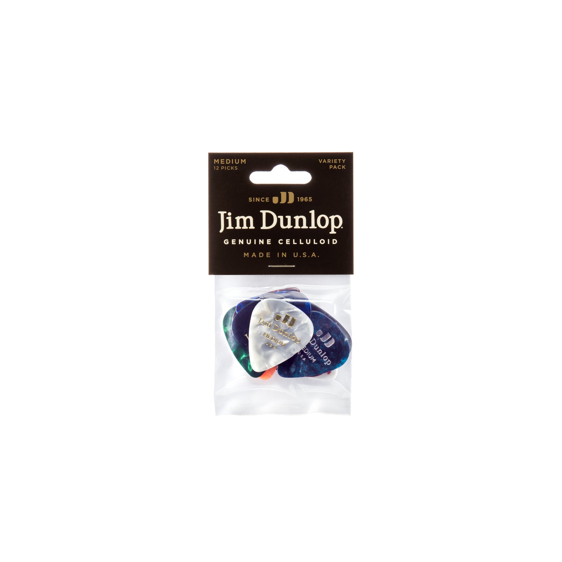 Dunlop - Genuine Celluloid Medium Picks 12st Variety Pack - Musik Utan Gränser 