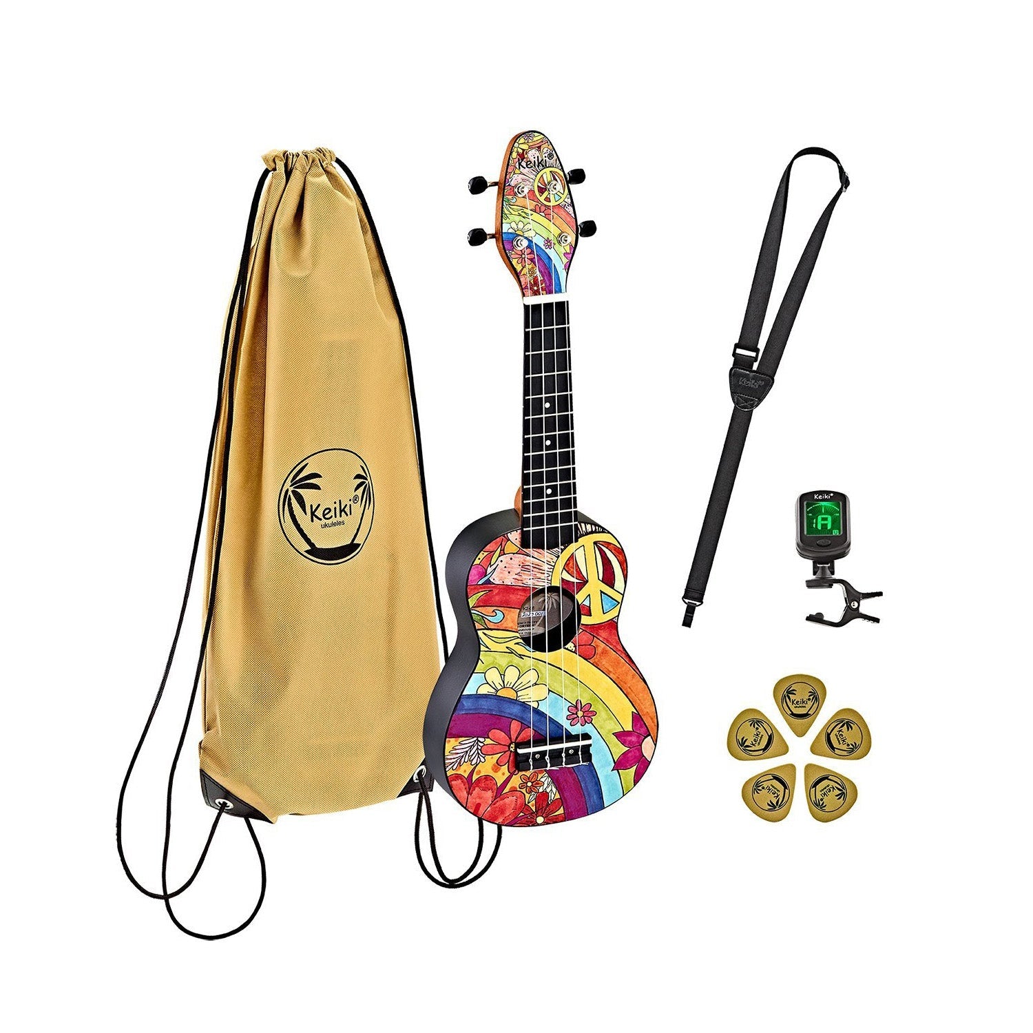 Ortega - K2-68-L Ukulele-pack Peace 68 vänsterhänt - Musik Utan Gränser 
