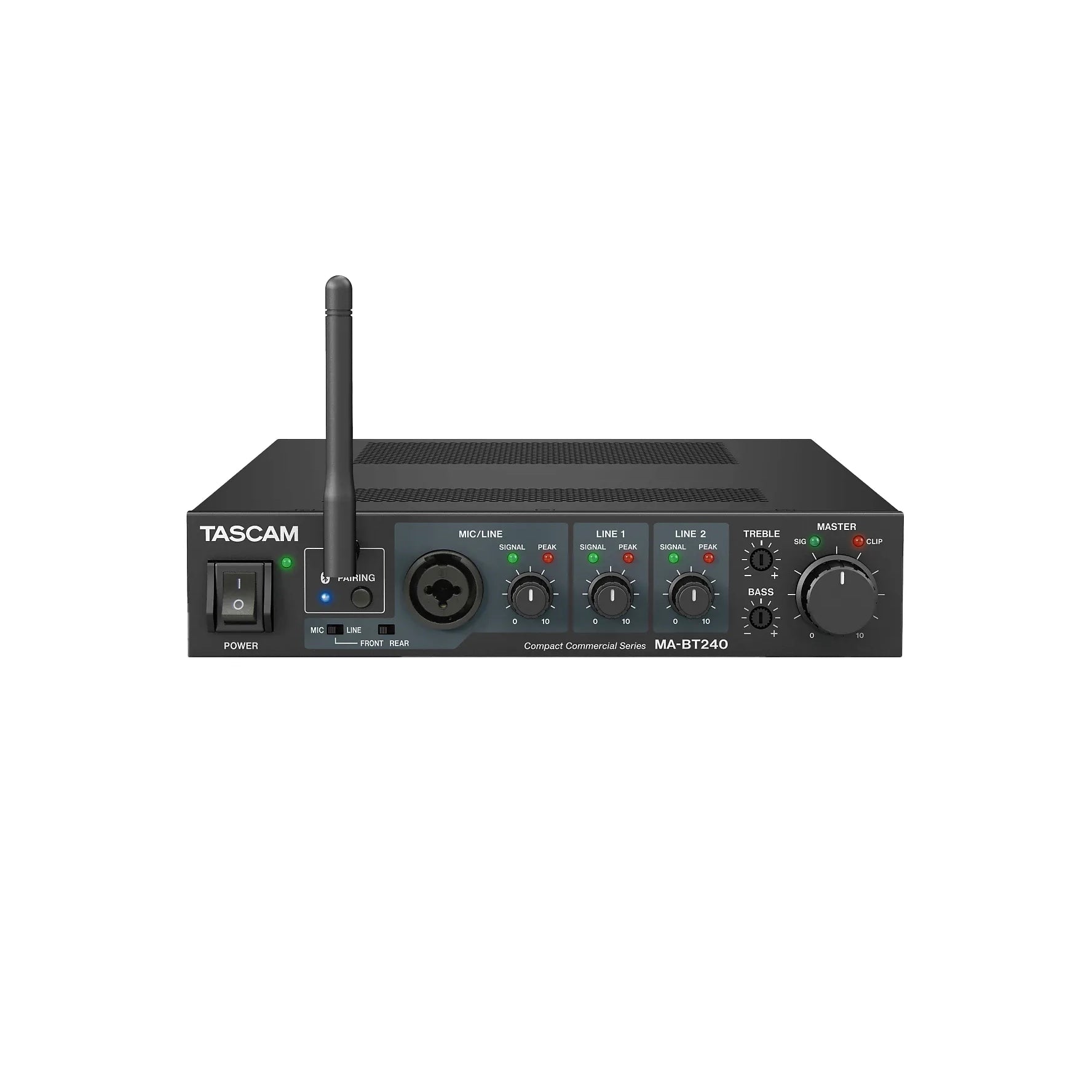 Tascam - MA-BT240 240-Watt Mixing Amplifier Mic Line BT - Musik Utan Gränser 