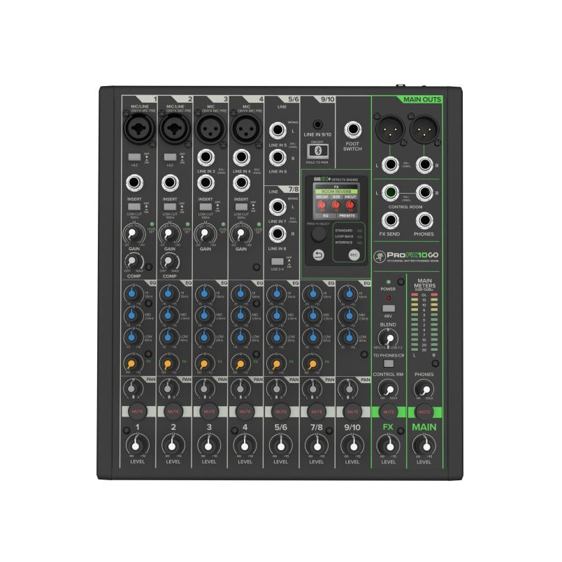 Mackie ProFX10 GO 10-kanals batteridriven analogmixer