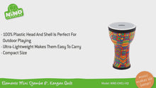 Load and play video in Gallery viewer, EMDJ-KQ 6" Elements Mini Djembe Kenyan Quilt
