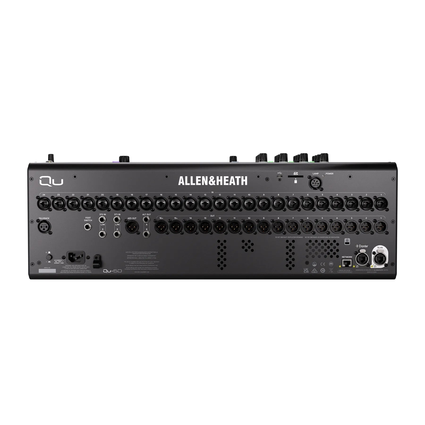 QU-6 Digital Dante Mixer 24 Mic/Line 16+2 Out