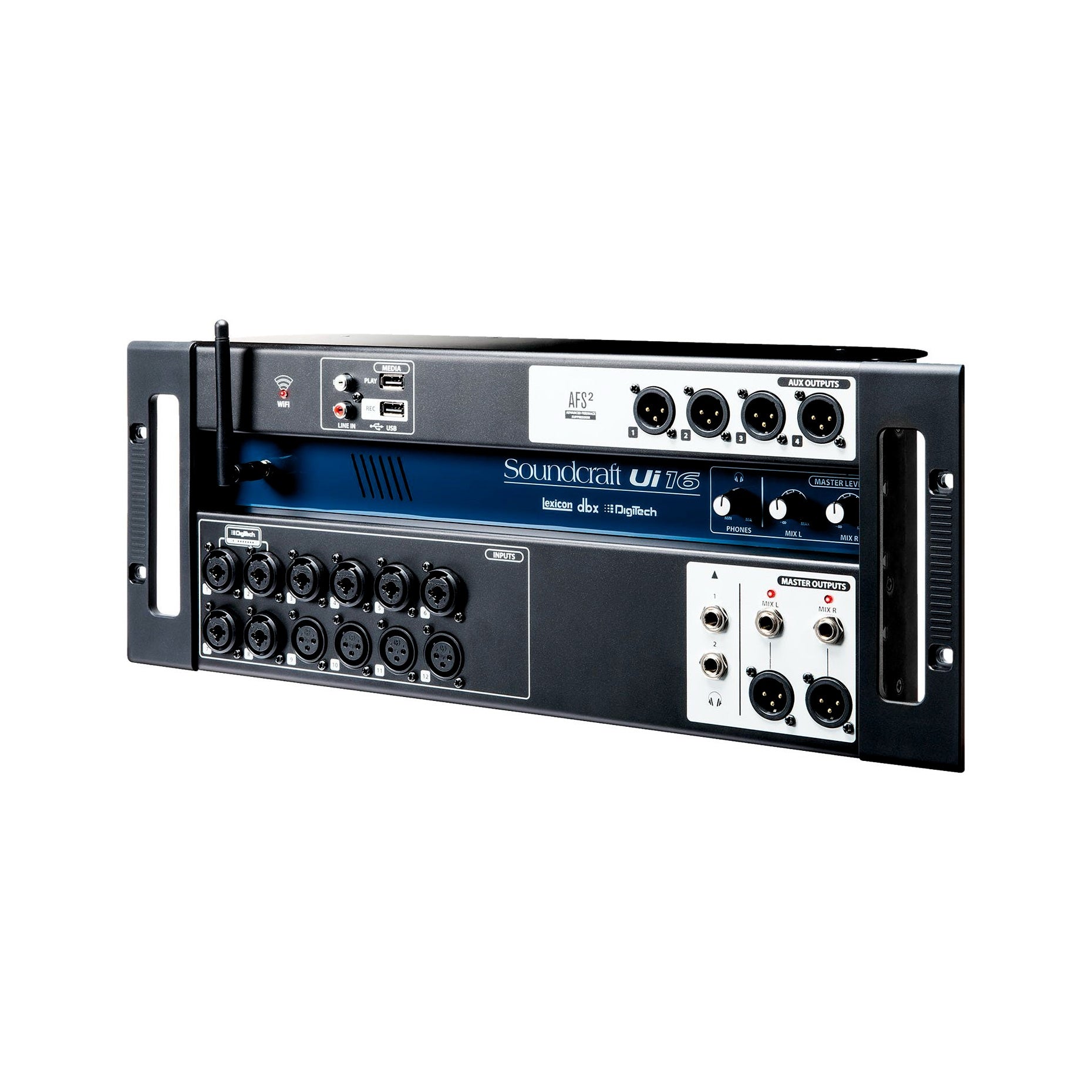 Ui16 Digital remote-controlled mixer, 8 mic/line, 2/4 bus, USB playback/record