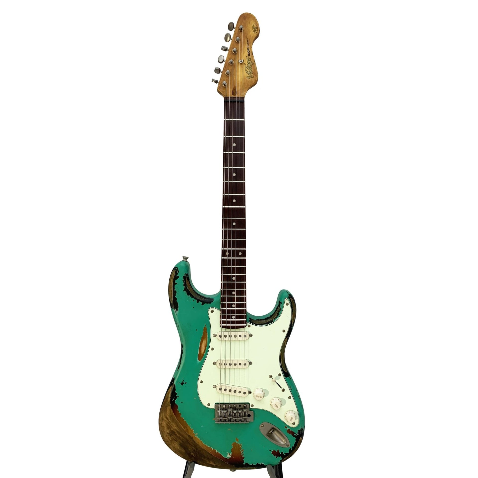 Vintage - V6 ProShop Unique Ventura Green/Tobacco Burst - Musik Utan Gränser 