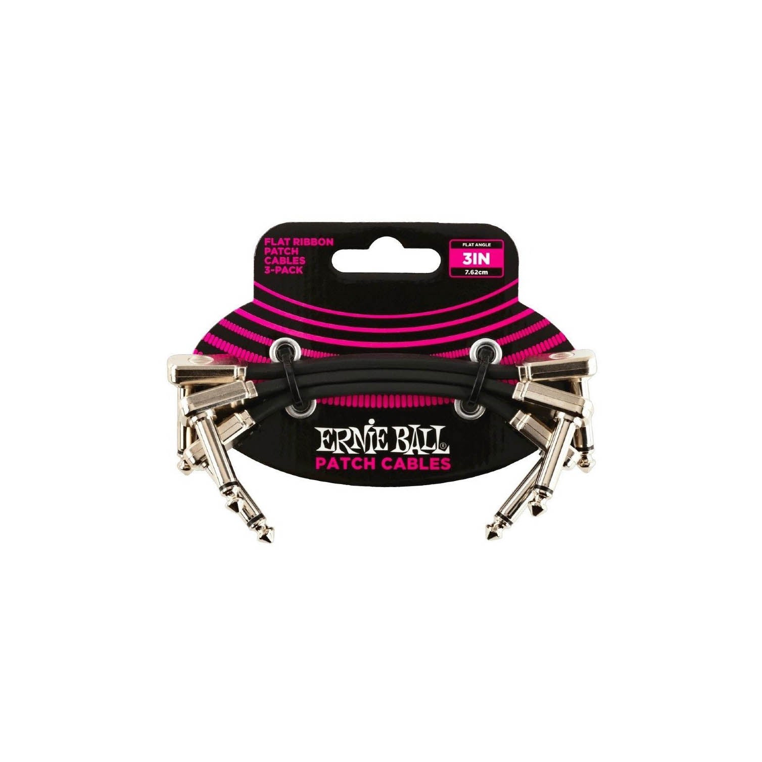 Ernie Ball - 6220 7,5 cm svart flat patchkabel 3-pack - Musik Utan Gränser 