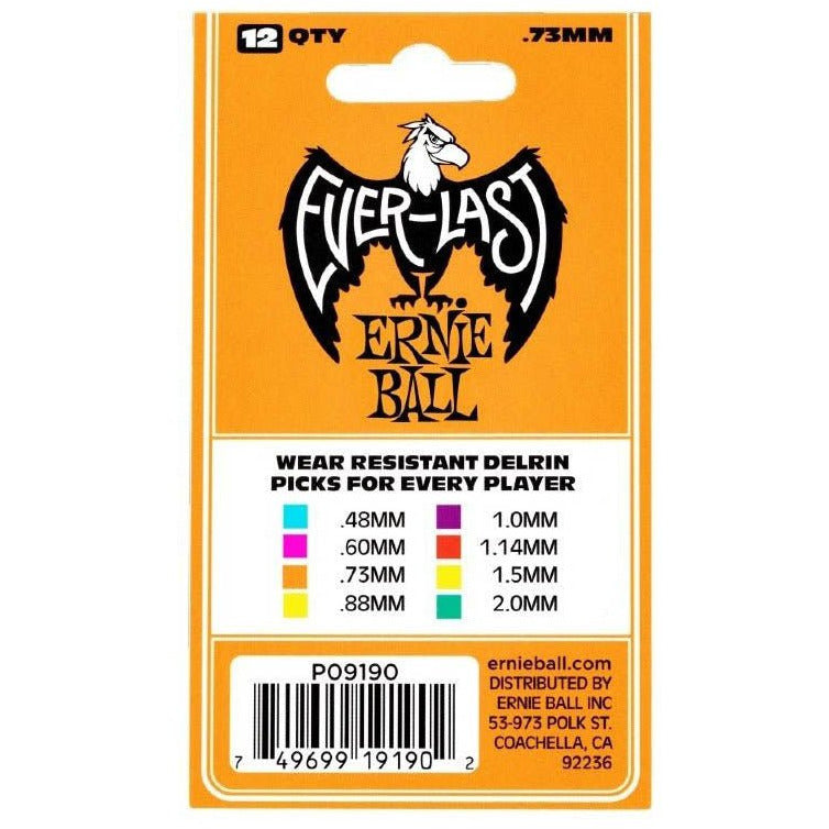 Ernie Ball - 9190 0.73 mm Everlast plektrum 12-pack - Musik Utan Gränser 