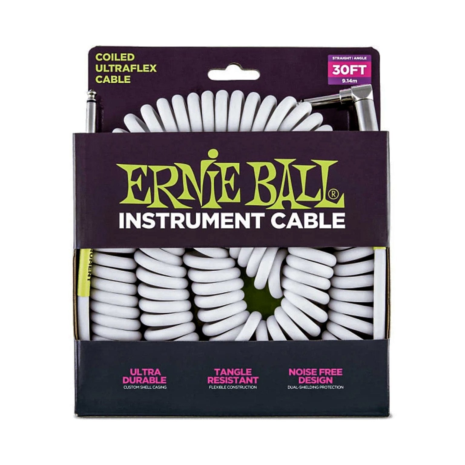 Ernie Ball - EB-6045 Coil cable 30ft Wht - Musik Utan Gränser 