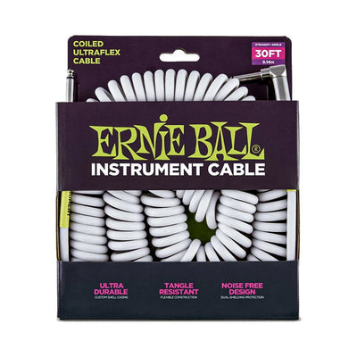 Ernie Ball - EB-6045 Coil cable 30ft Wht - Musik Utan Gränser 