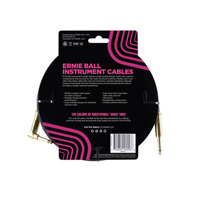 Ernie Ball - EB-6058 instrumentkabel 7.5 m svart, rak/vinklad - Musik Utan Gränser 