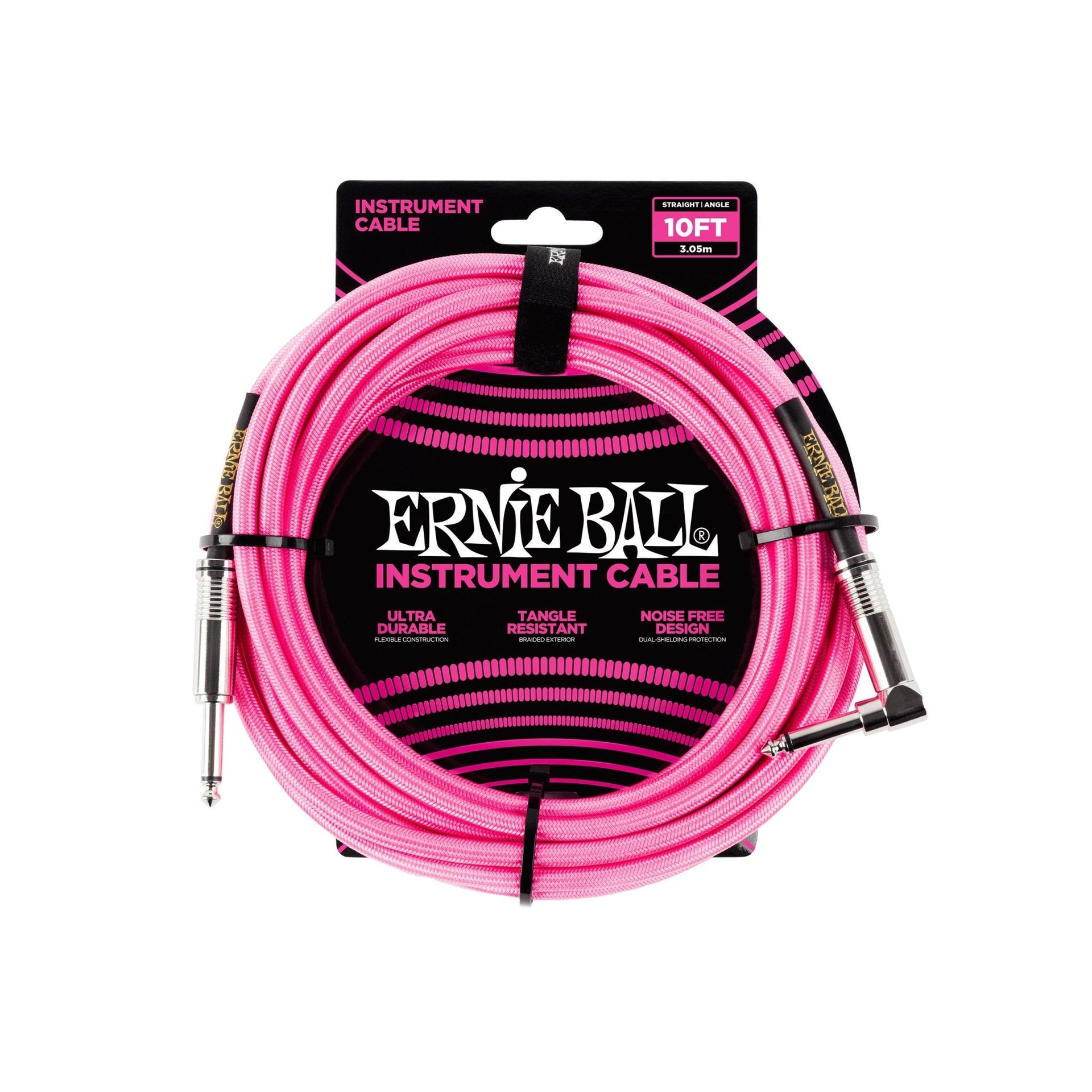 Ernie Ball - EB-6078 instrumentkabel 3 m rosa, rak/vinklad - Musik Utan Gränser 