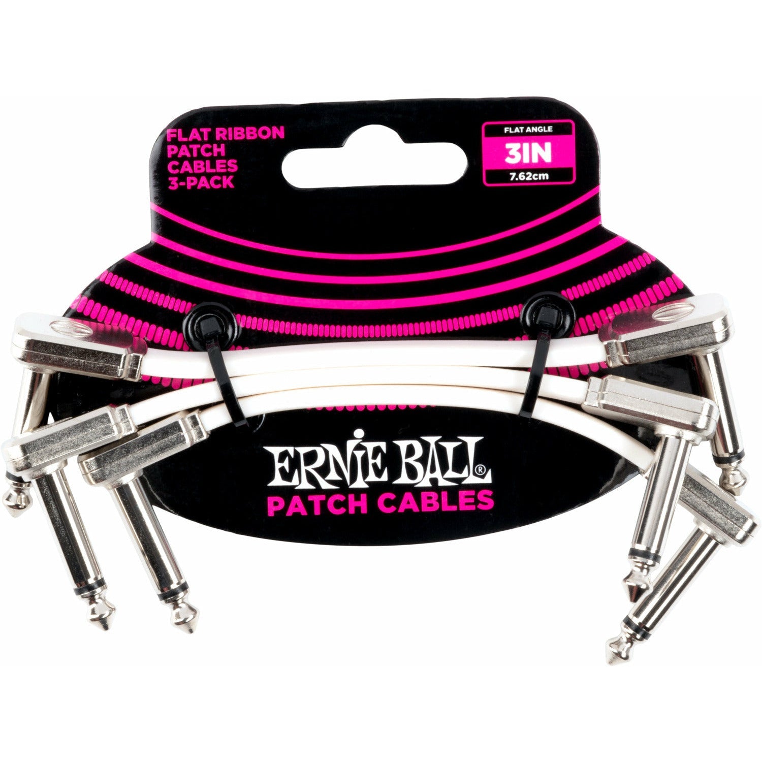 Ernie Ball - EB-6384 Patch Cable Flat White 7,5cm 3-pack - Musik Utan Gränser 