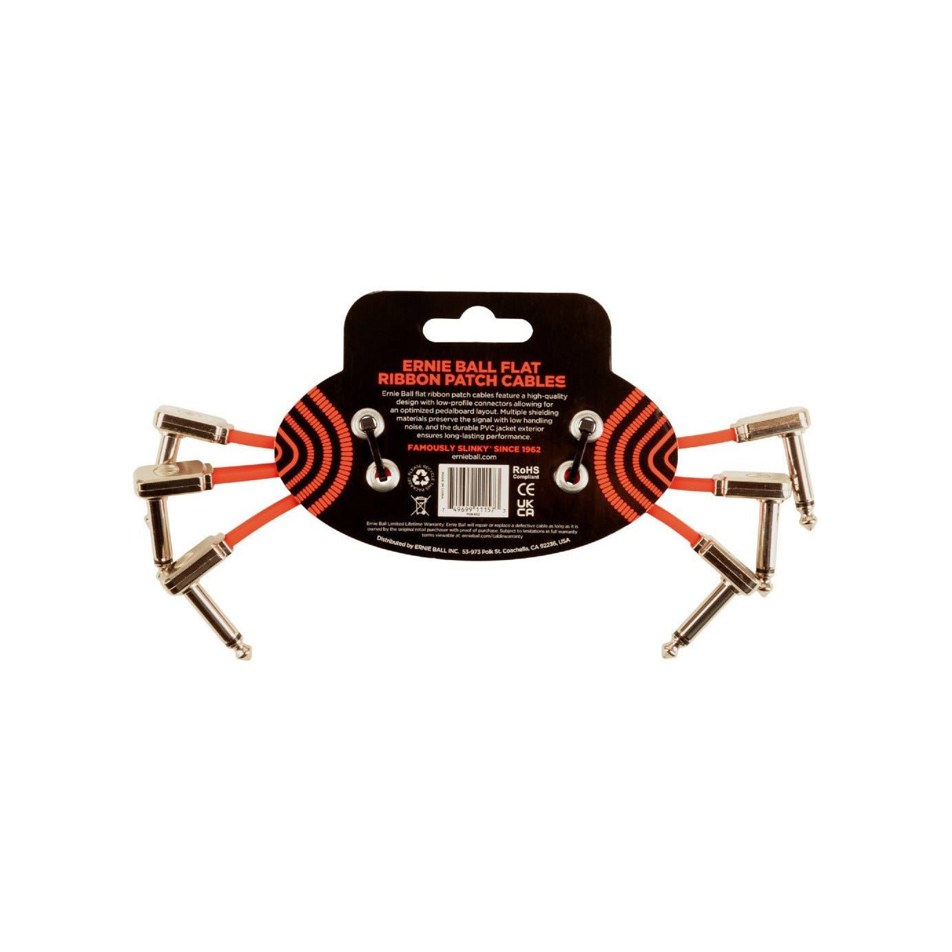 Ernie Ball - EB-6402 Patch Flat red 15cm 3-pack - Musik Utan Gränser 