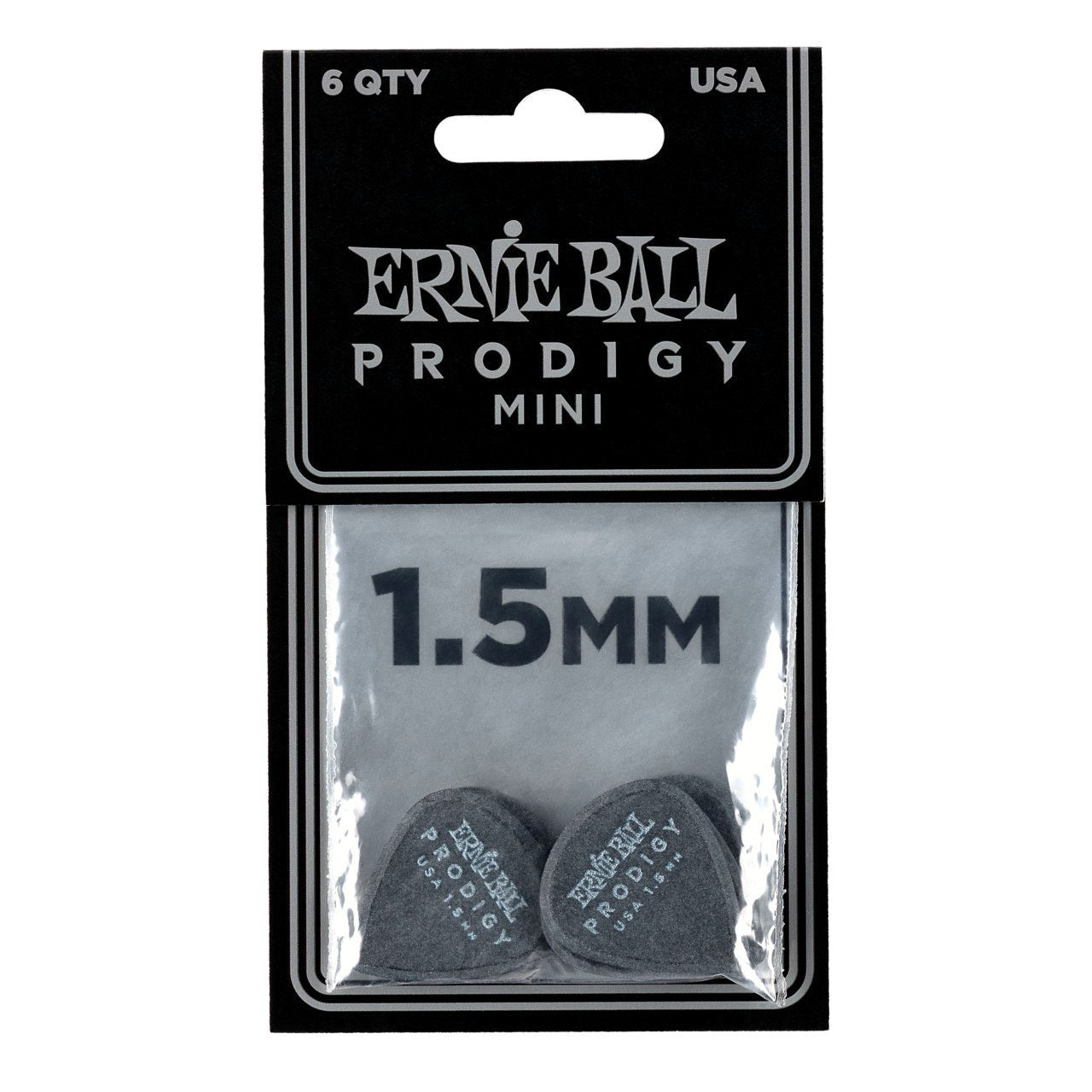 Ernie Ball - EB-9199 1.5mm Black Standard Prodigy Picks 6-pack - Musik Utan Gränser 