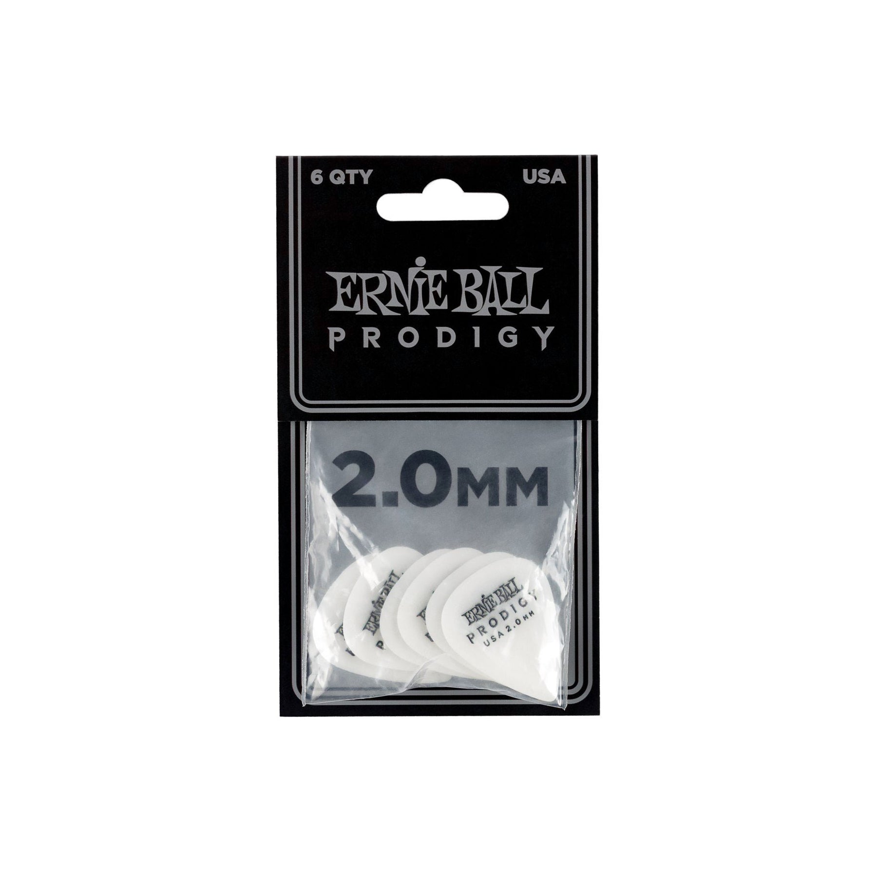 Ernie Ball - EB-9202 2.0mm White Standard Prodigy Picks 6-pack - Musik Utan Gränser 