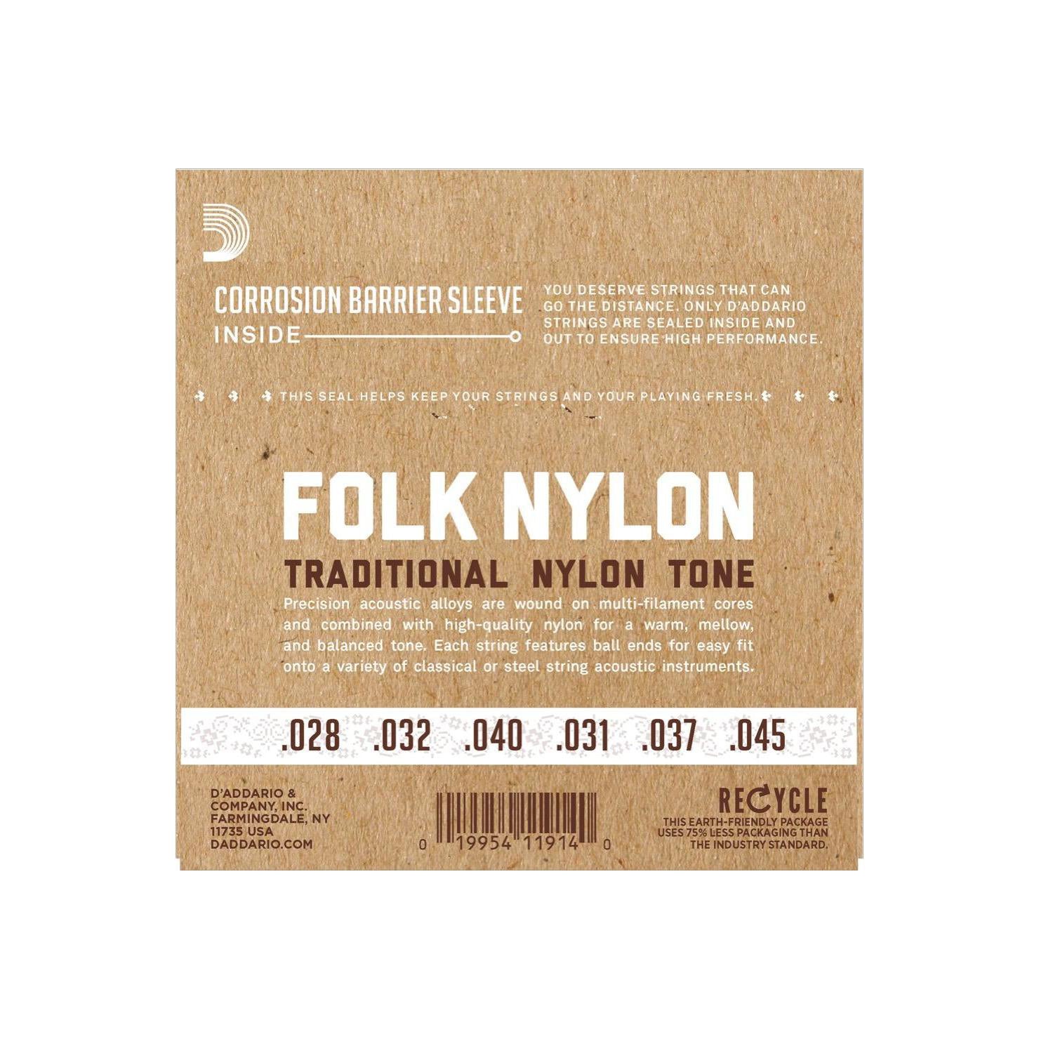 D'Addario - EJ32C Folk Nylon - Musik Utan Gränser 
